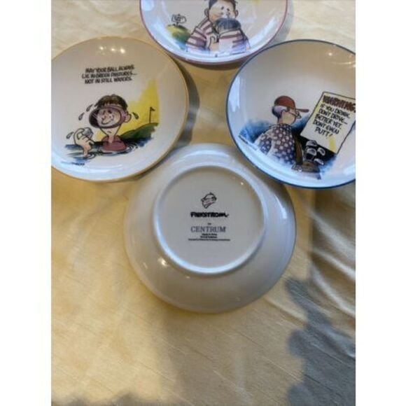FINKSTROM FORE THE LOVE OF THE GAME GOLF APPETIZER PLATES SET OF 4 - Picture 7 of 8